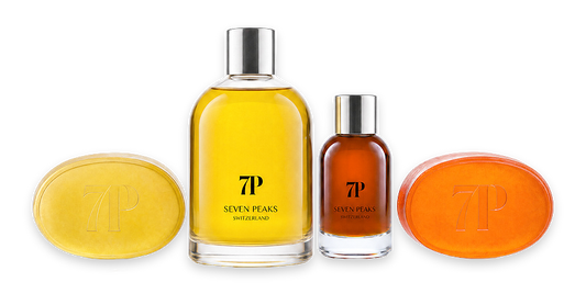 Seven Peaks Discovery Set — Face Oil, Body Oil, and Glycerin Soaps N°1 and N°4 in their packaging