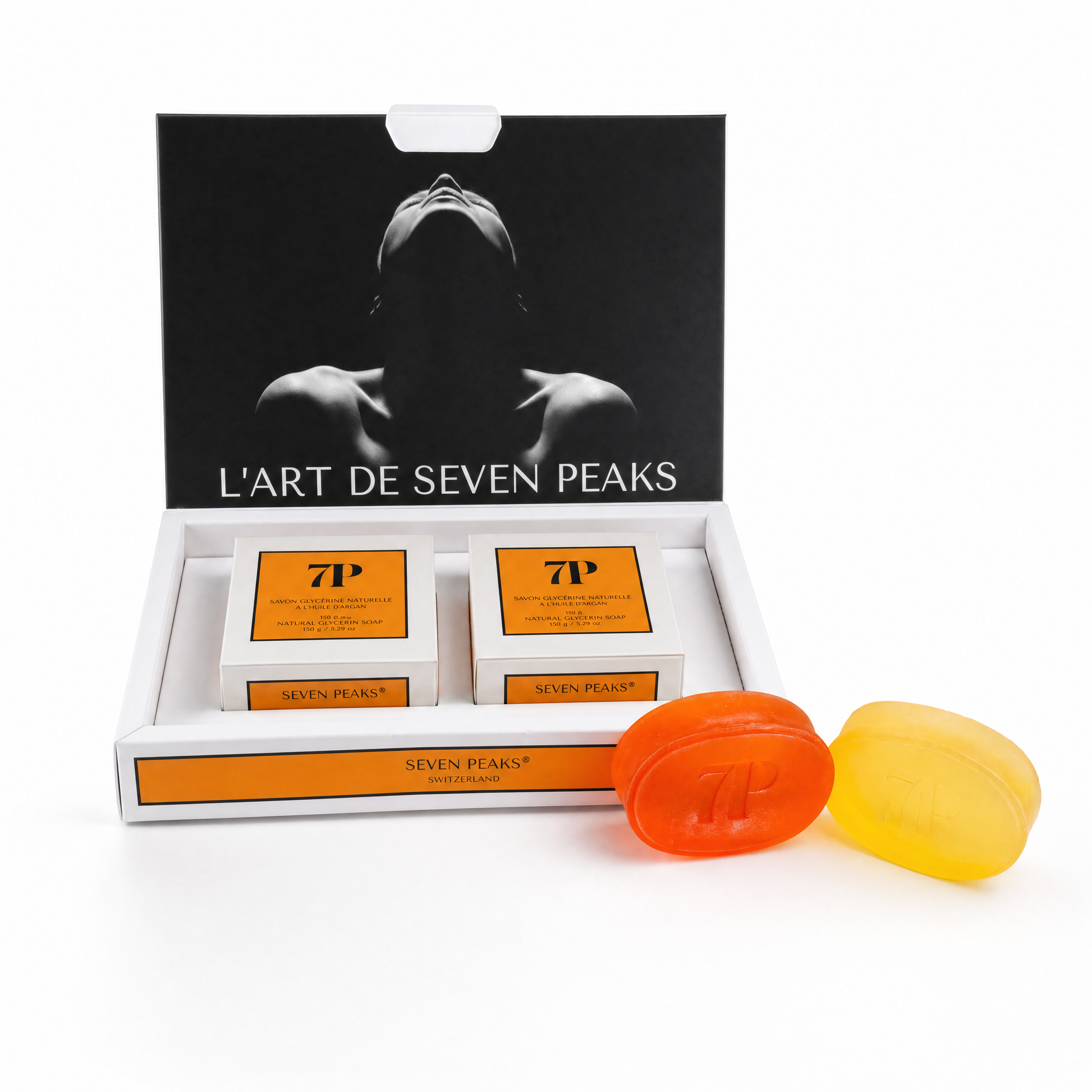 Natural Glycerin Soap N°1 & N°4 — bar pair in box, both signature fragrances