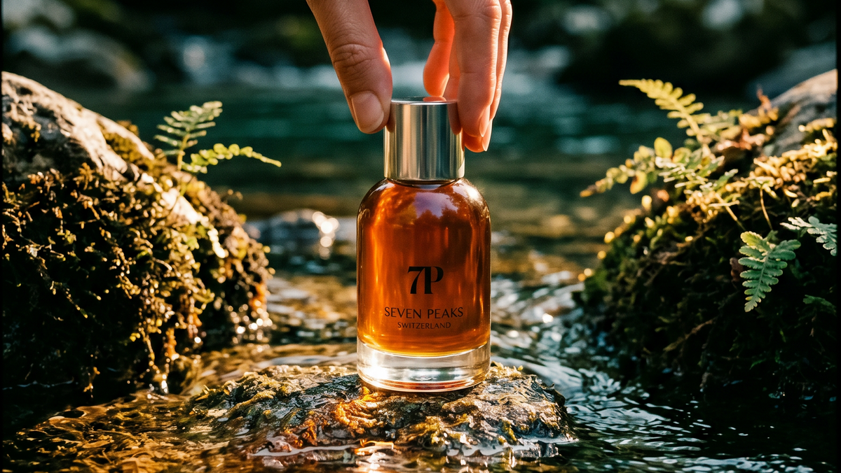 Seven Peaks Regenerating Face Oil N°1 — amber glass bottle on a white background